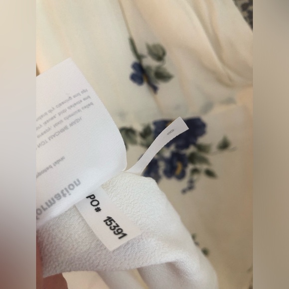 REFORMATION ONE SHOULDER WHITE & BLUE FLORAL PRINT COTTAGECORE MIDI - Picture 8 of 10